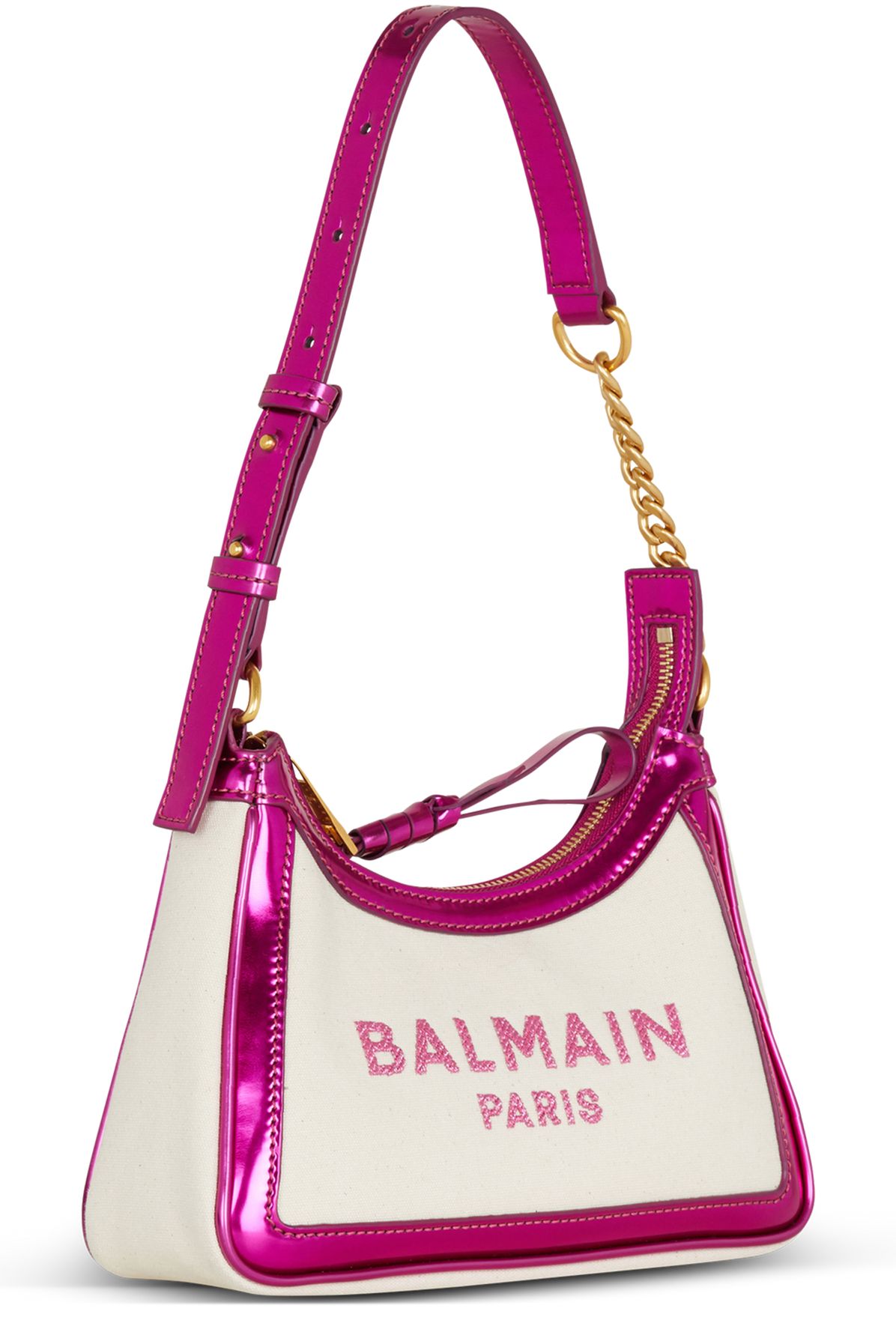 Balmain B-Army handbag in canvas and mirror-effect leather