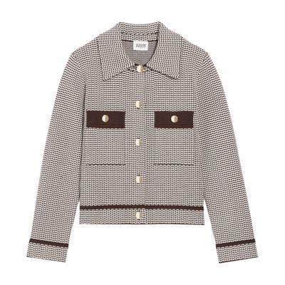  Two-tone jacquard knit jacket