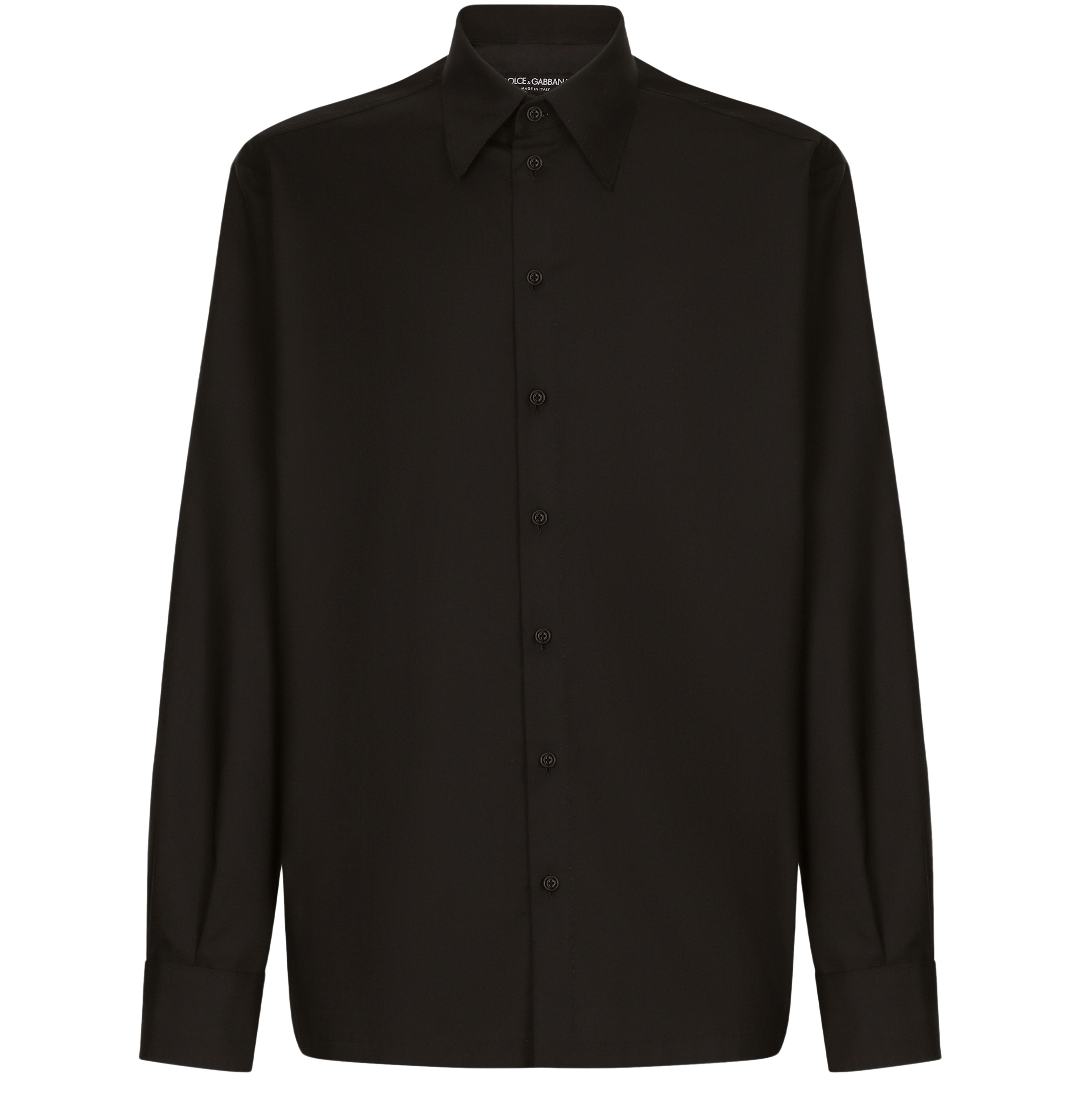 Dolce & Gabbana Wool And Silk Shirt With Logo Plate