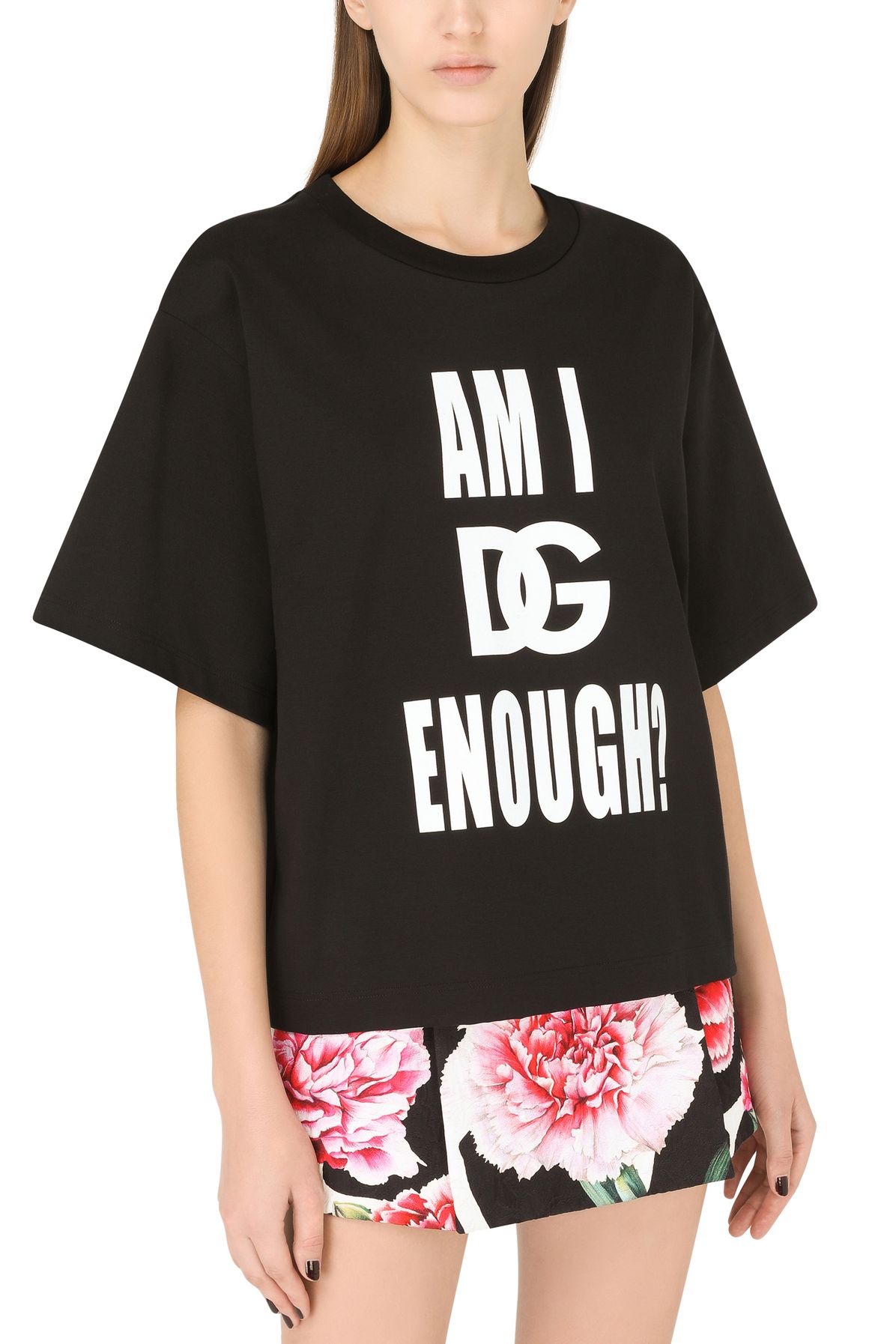 Dolce & Gabbana Jersey T-shirt with am I enough? print