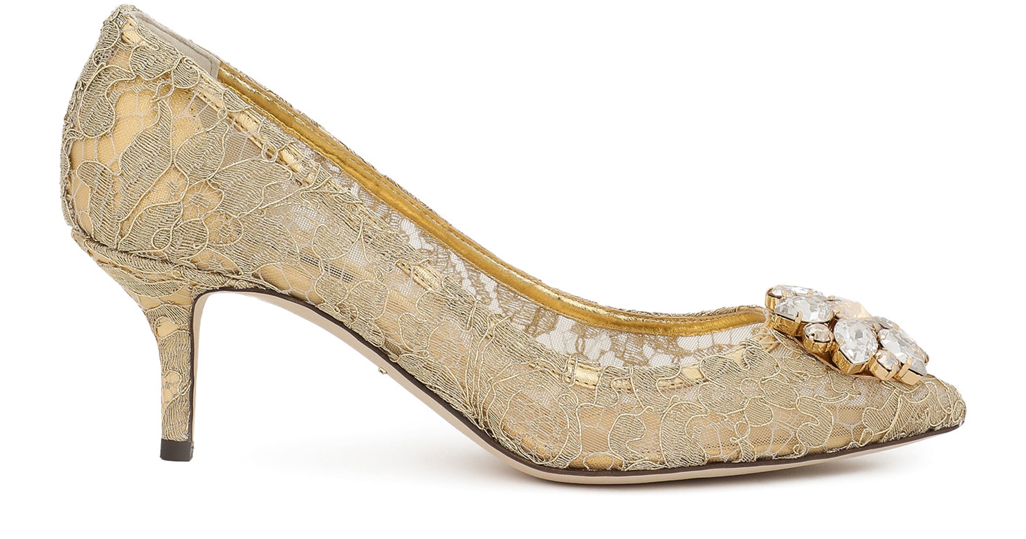 Dolce & Gabbana Lurex lace rainbow pumps with brooch detailing