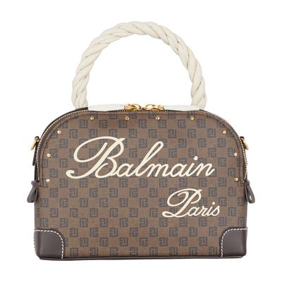 Balmain Monogram Canvas and Leather Makeup Bag