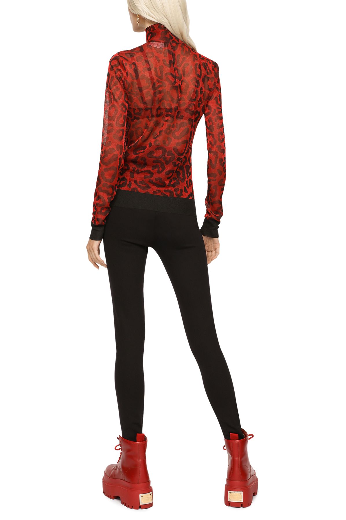 Dolce & Gabbana Cropped wool sweater with leopard inlay