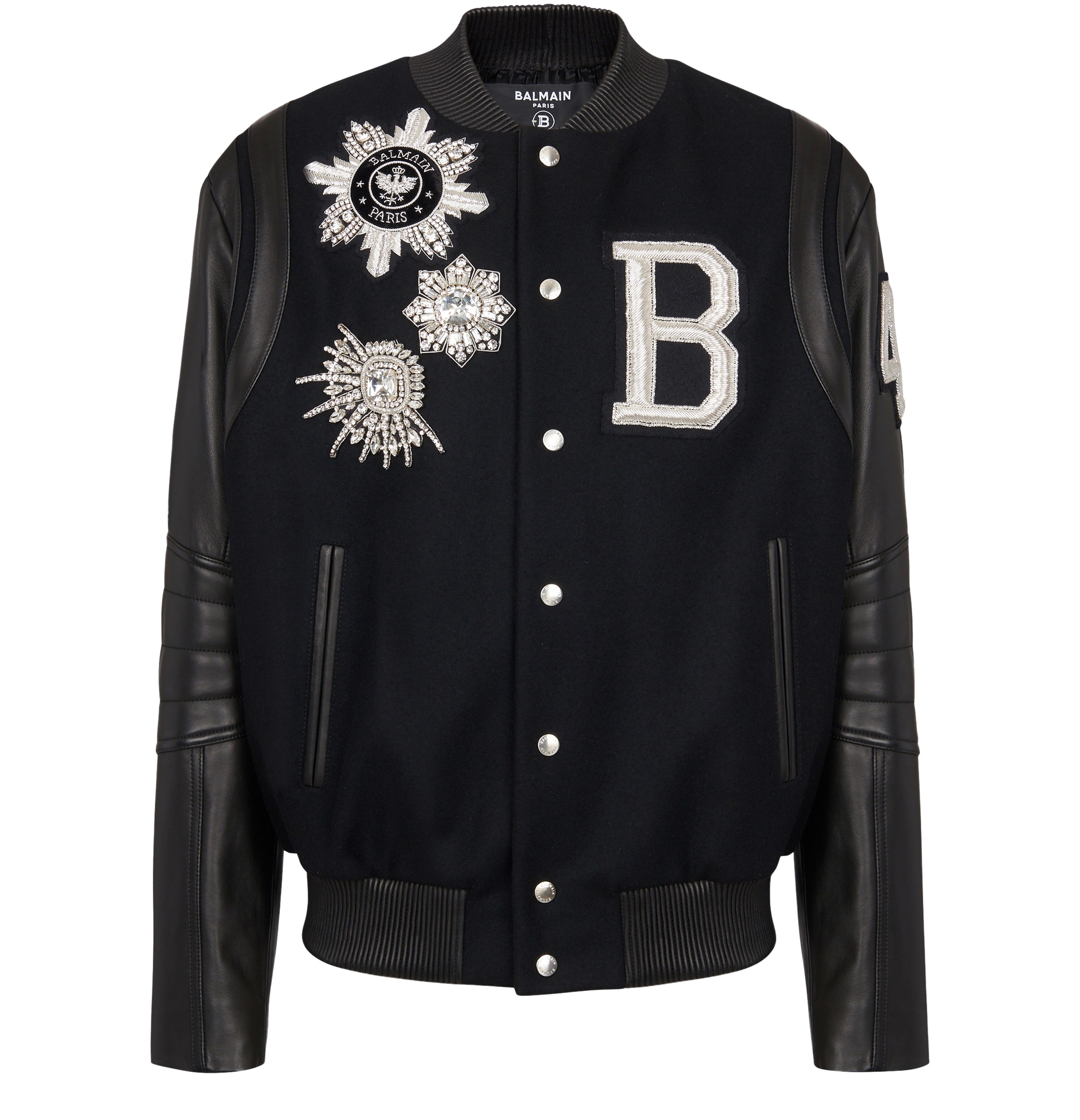 Balmain Balmain leather and wool jacket