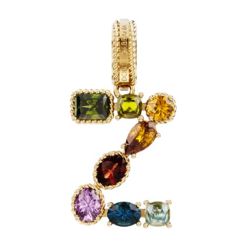 Dolce & Gabbana Rainbow alphabet Z 18 kt yellow gold charm with multicolor fine gems