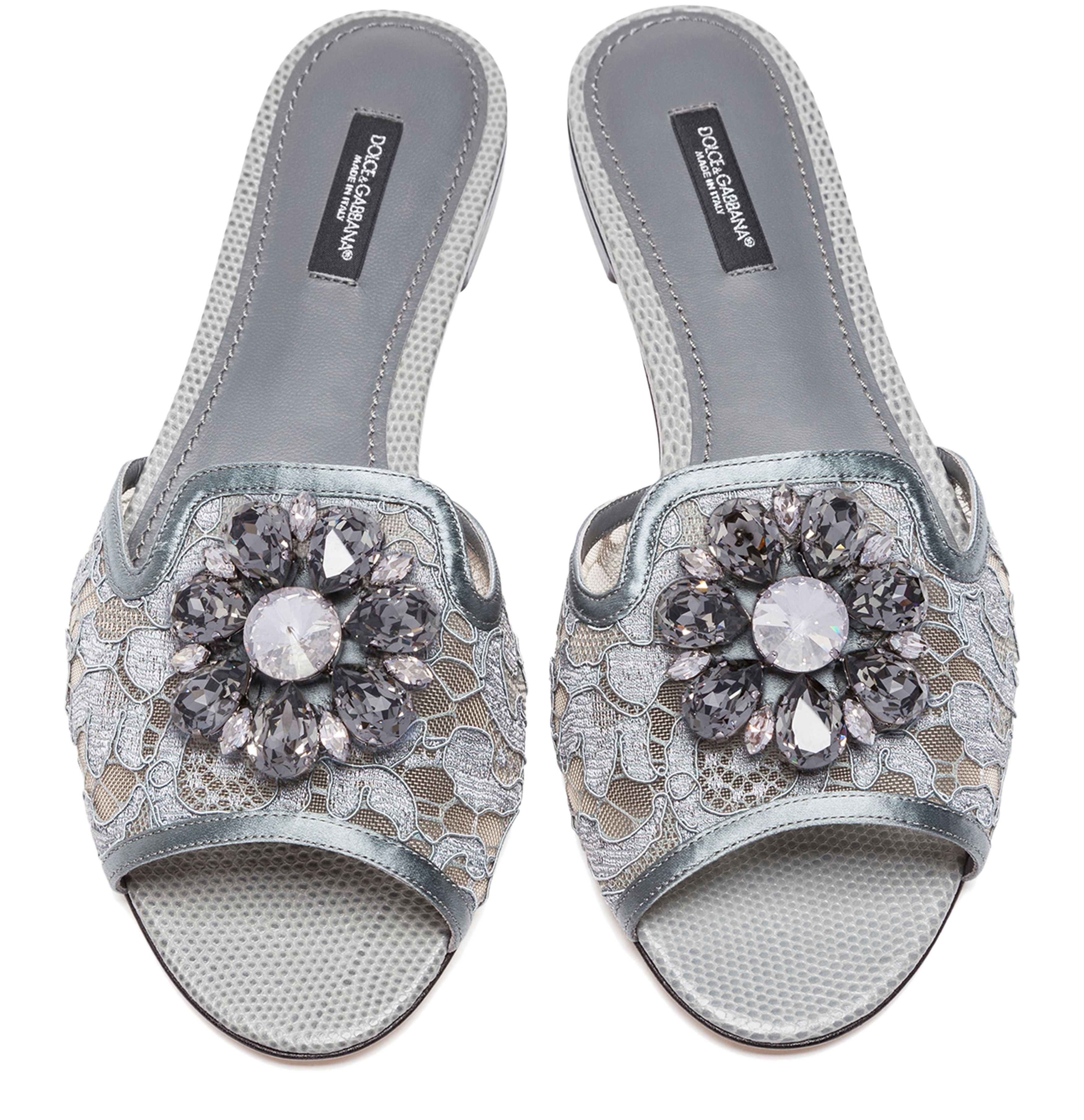 Dolce & Gabbana Rainbow lace slides with brooch detailing