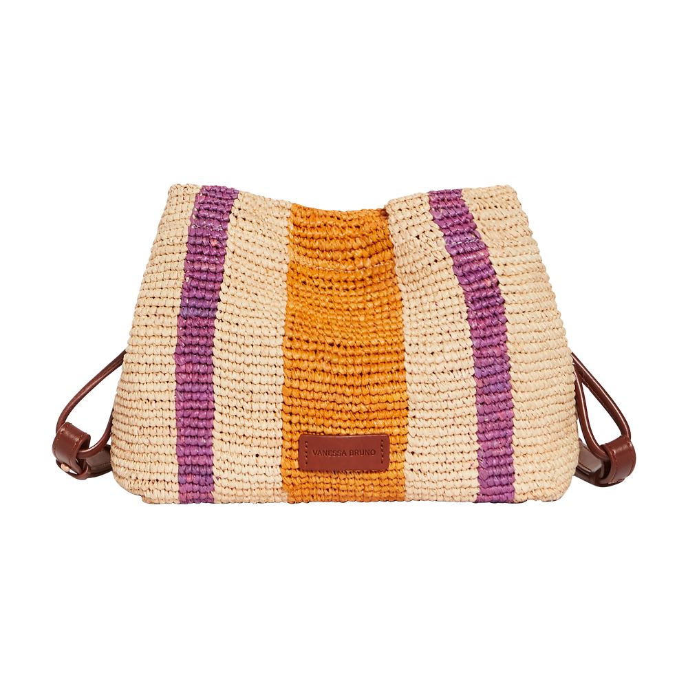  Bourse leather & raffia bag