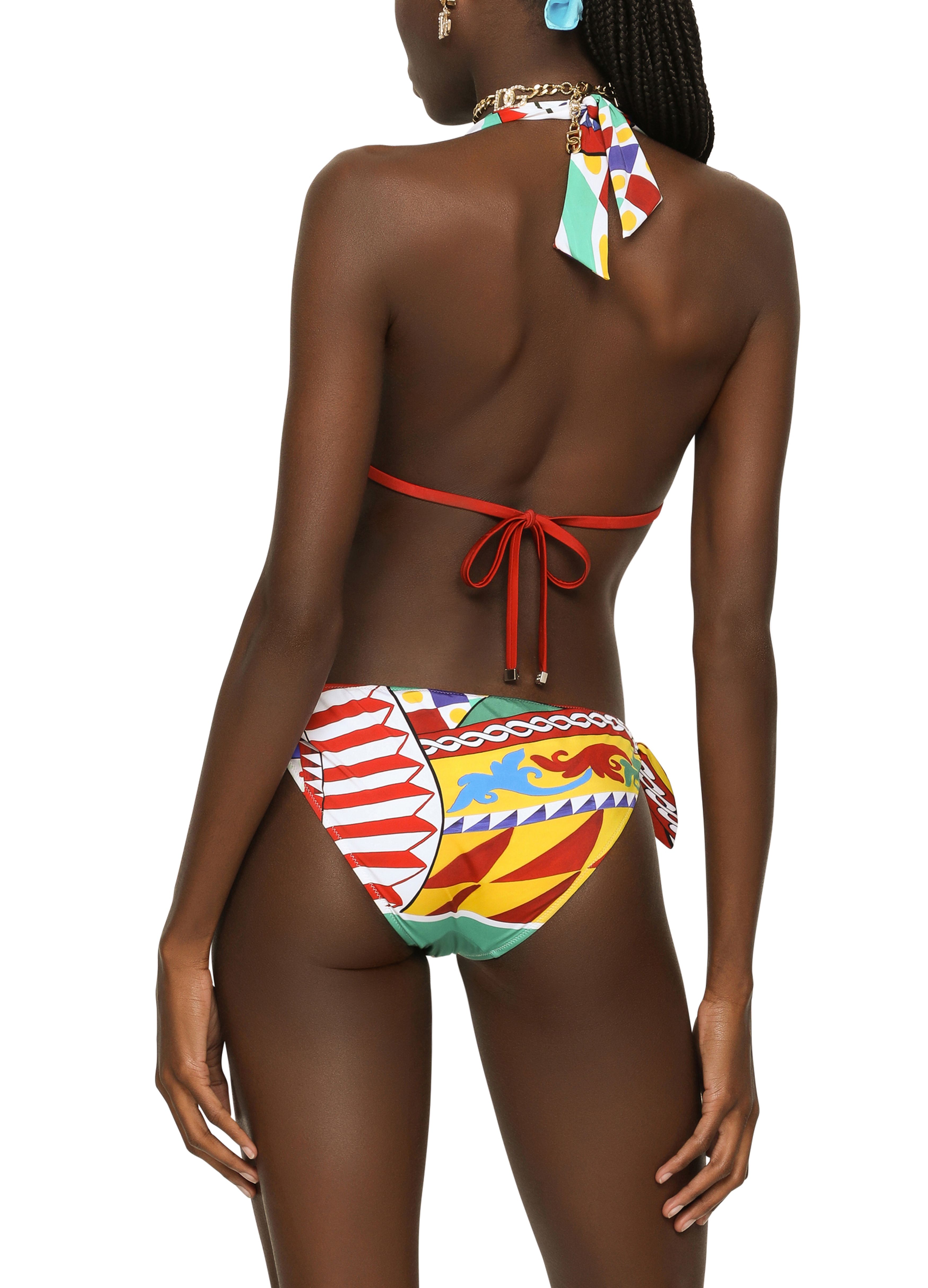 Dolce & Gabbana Triangle Bikini with Carretto Print