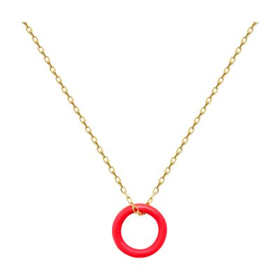 Persée Pink Enamel circle necklace