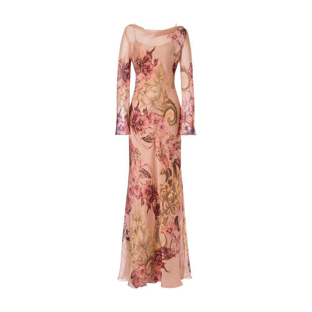 Alberta Ferretti Dress in silk chiffon with Tattoo print