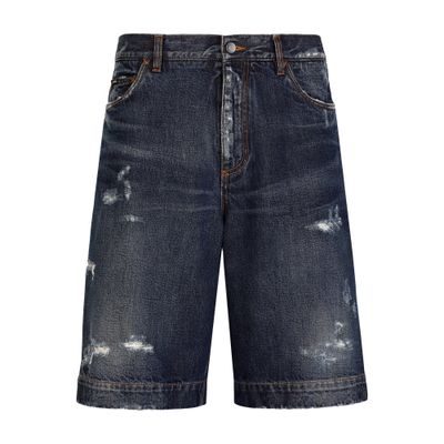 Dolce & Gabbana Blue denim shorts with abrasions