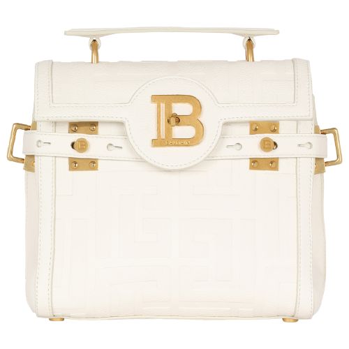 Balmain B-Buzz 23 bag in monogrammed grained leather