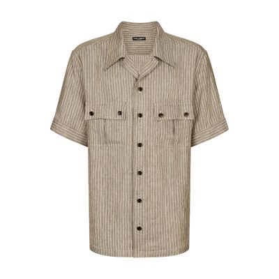 Dolce & Gabbana Striped linen Hawaiian shirt