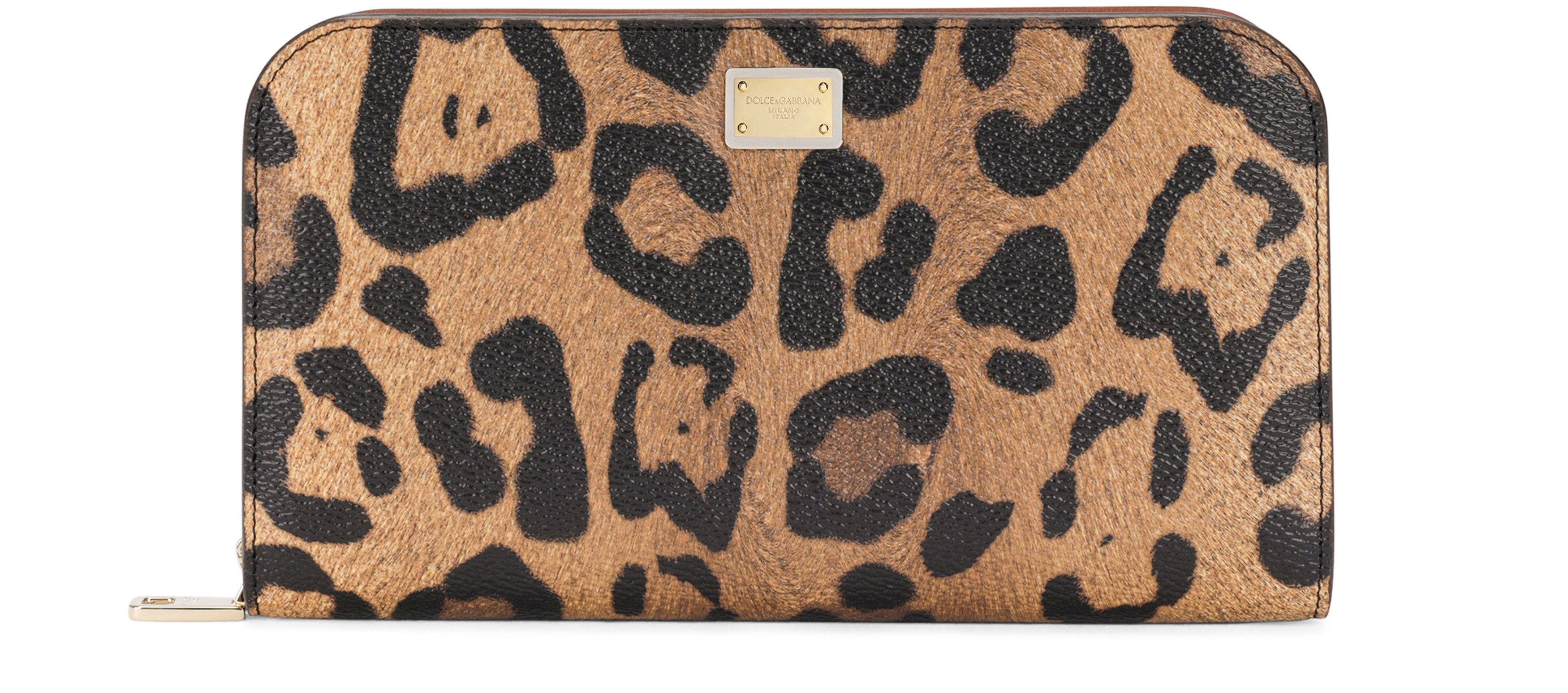 Dolce & Gabbana Leopard-print Crespo zip-around wallet with branded plate