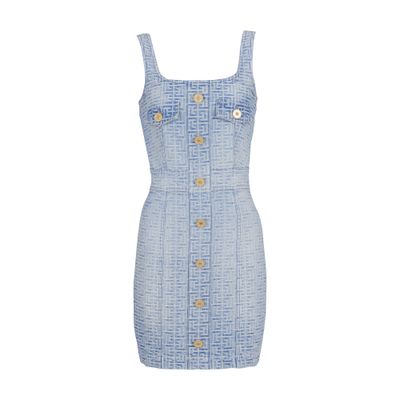 Balmain Monogrammed short denim dress