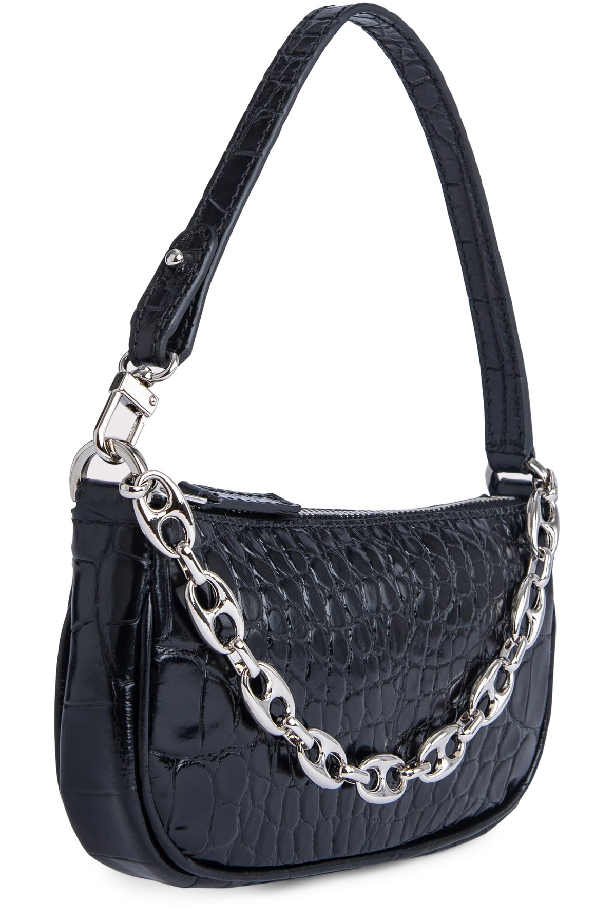 BY FAR Mini Rachel Croco Embossed Leather Bag