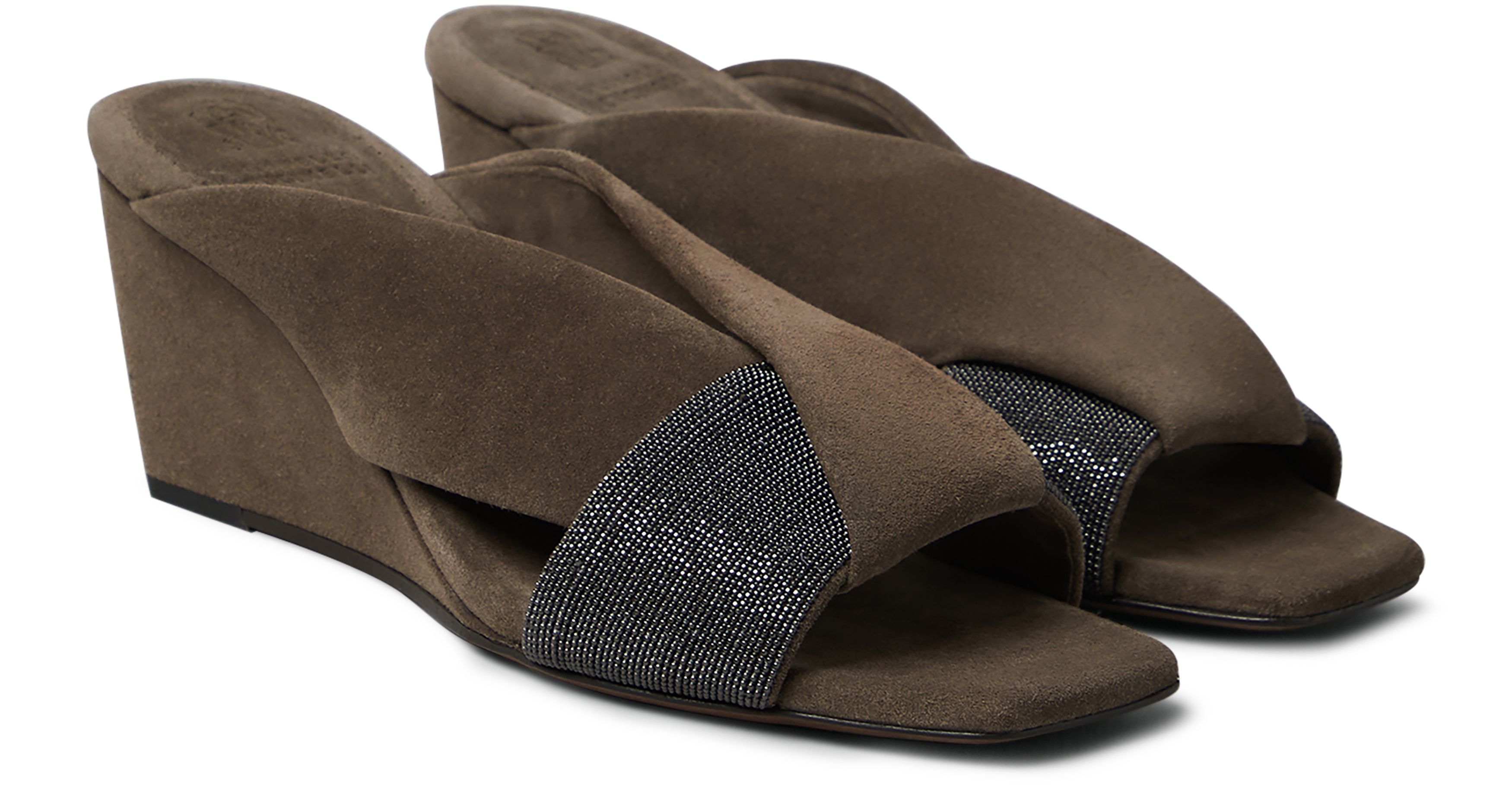 Brunello Cucinelli Suede wedge mules