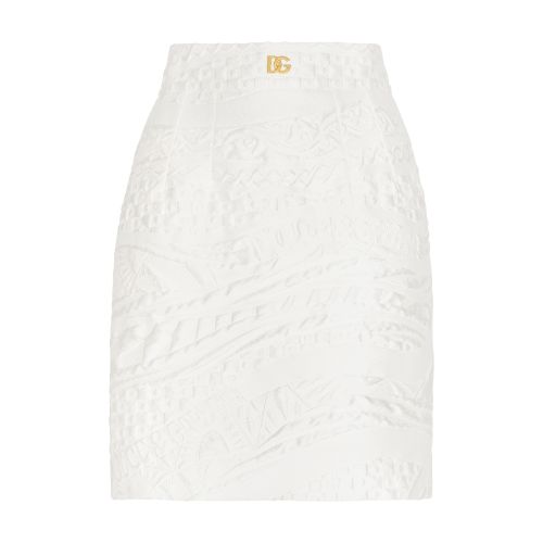 Dolce & Gabbana Brocade DG Logo Printed Short Skirt