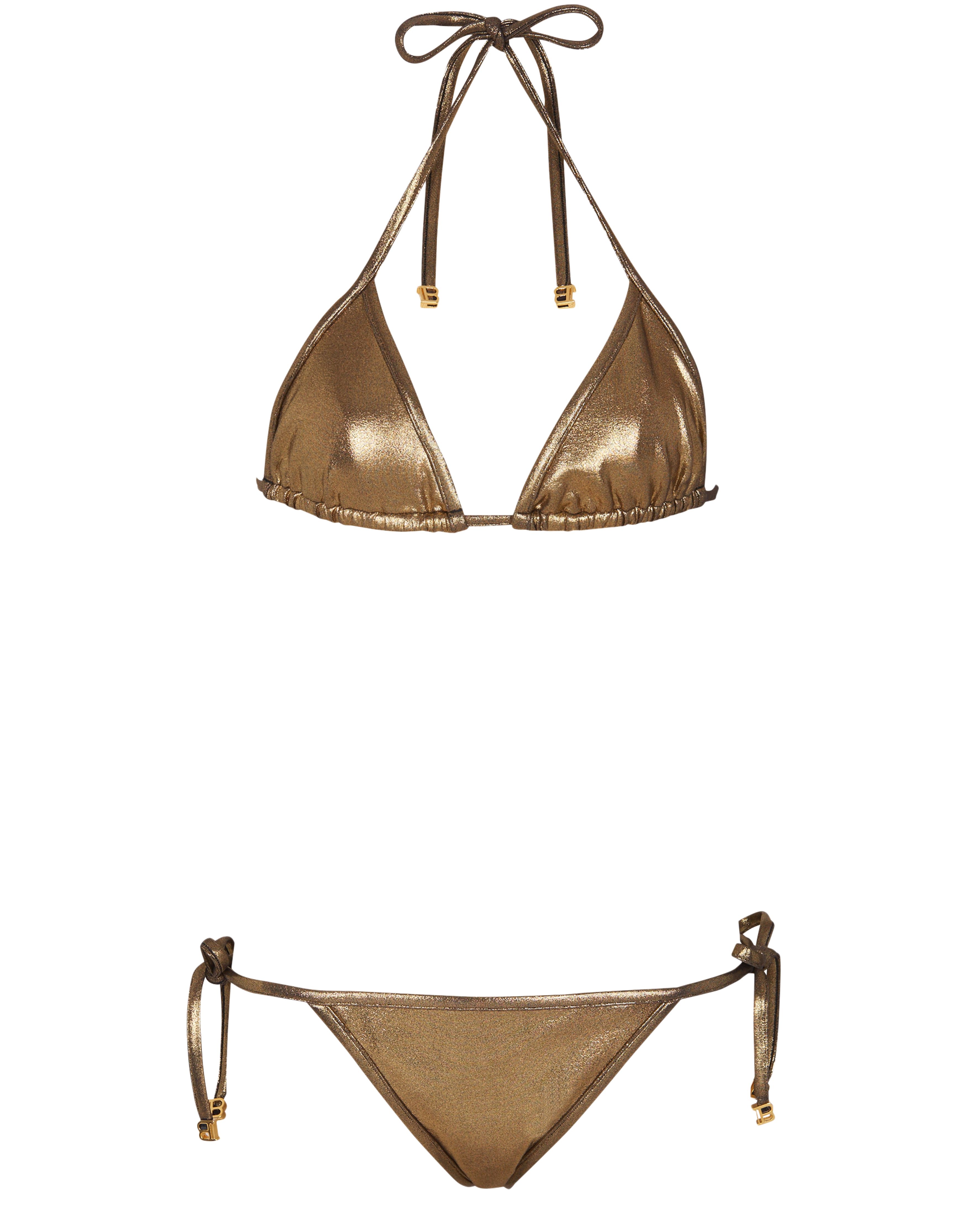 Balmain Metallic triangle bikini