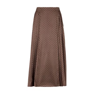 Balmain Mini Monogram Pleated Midi Skirt