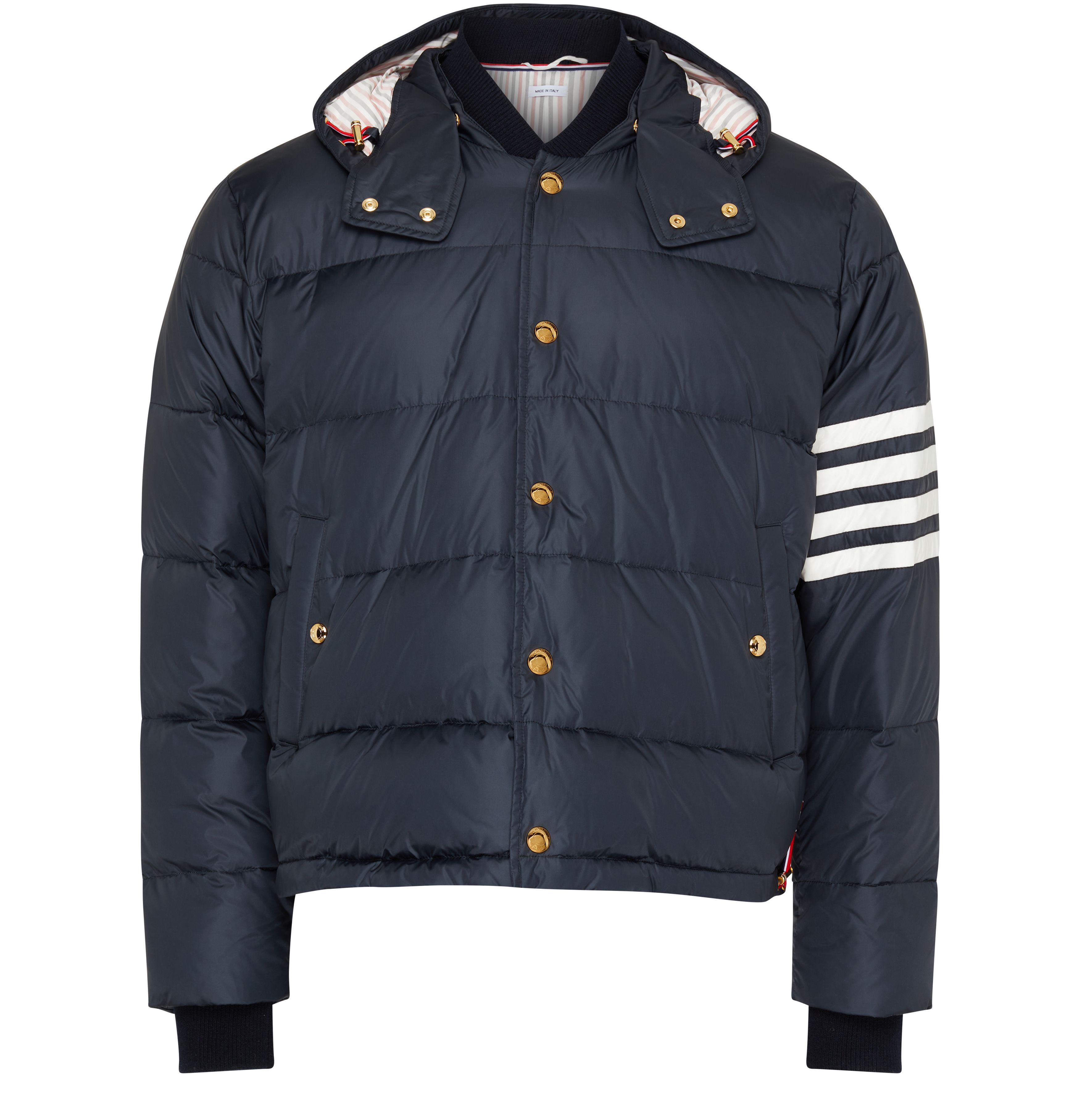 Thom Browne 4-Bar puffer with detachable hood in nylon