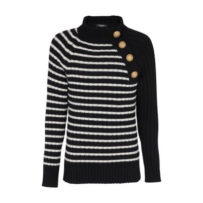 Balmain Striped sweater with gold buttons