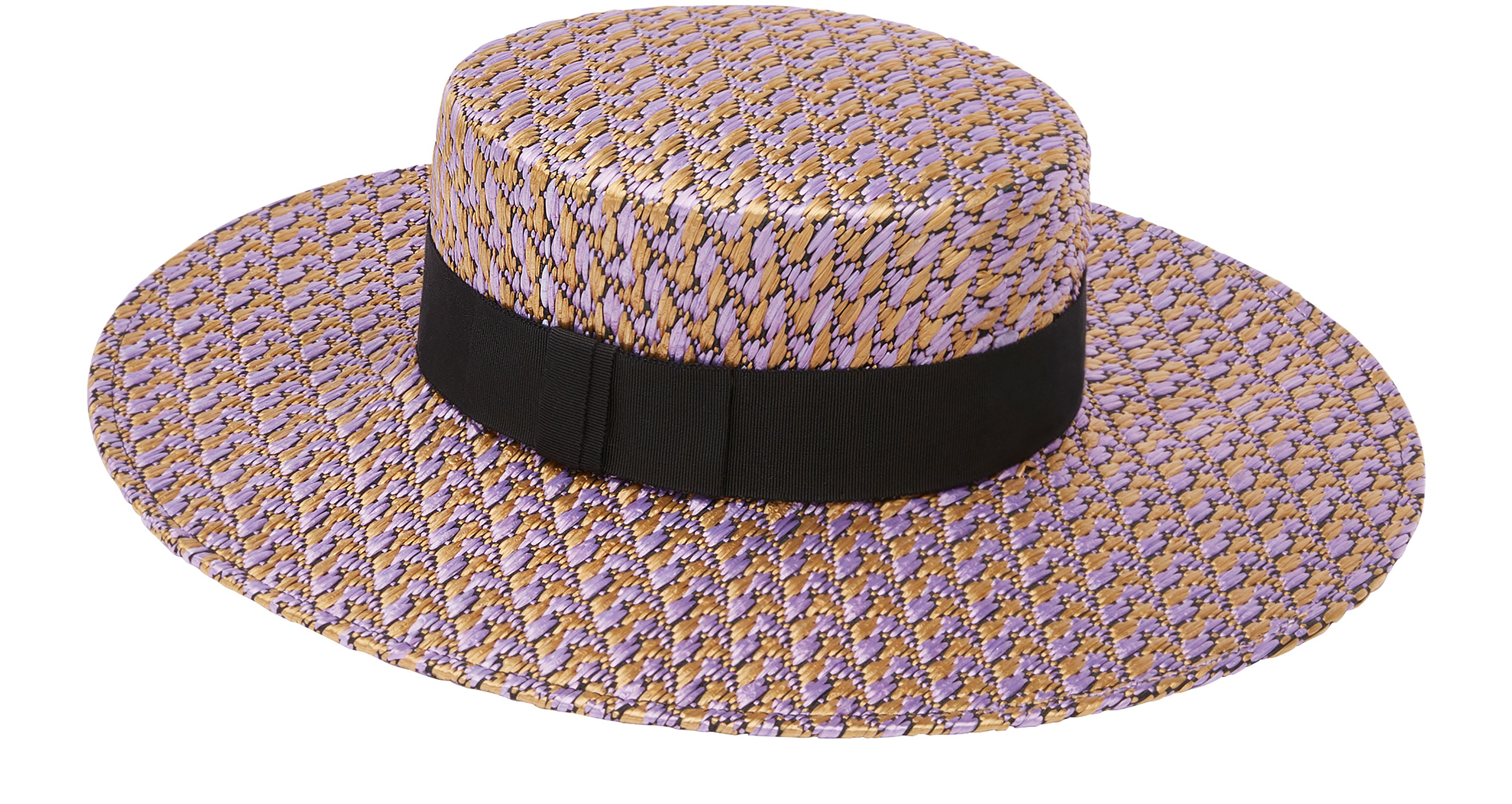 Nina Ricci Two-tone raffia canotier hat
