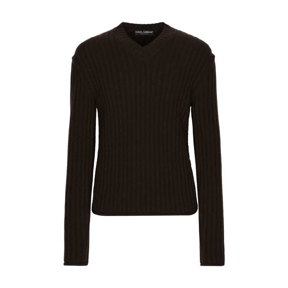 Dolce & Gabbana Ribbed wool V-neck sweater