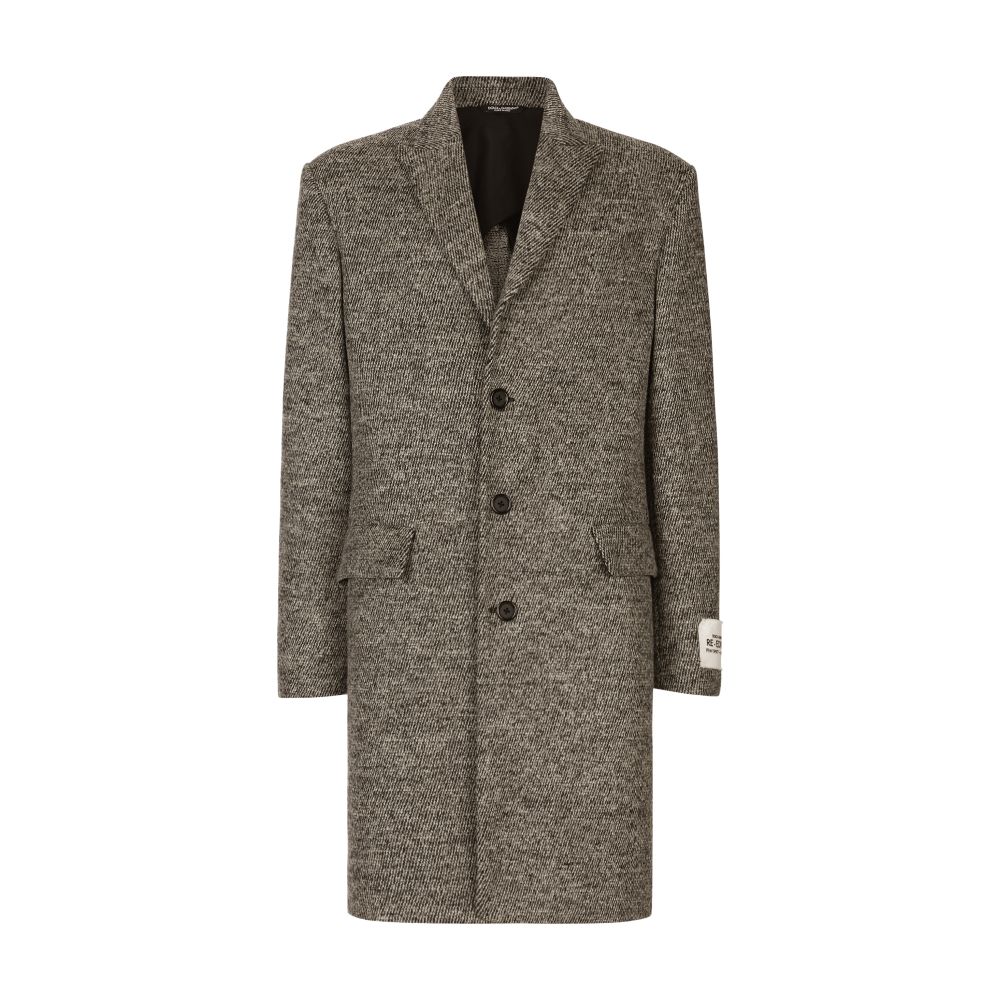 Dolce & Gabbana Melange Diagonal Wool Single-Breasted Coat