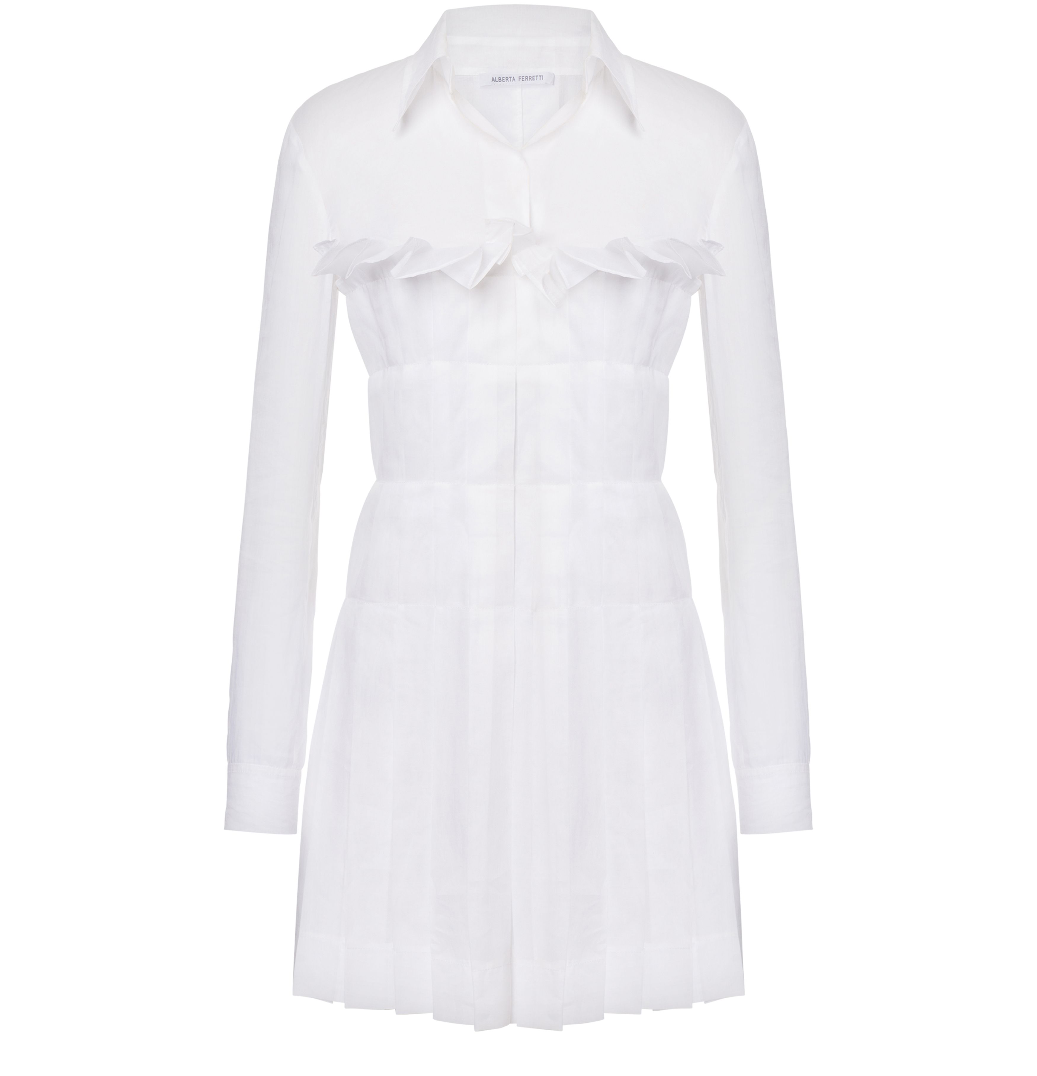 Alberta Ferretti Minidress in cotton organza with pleats