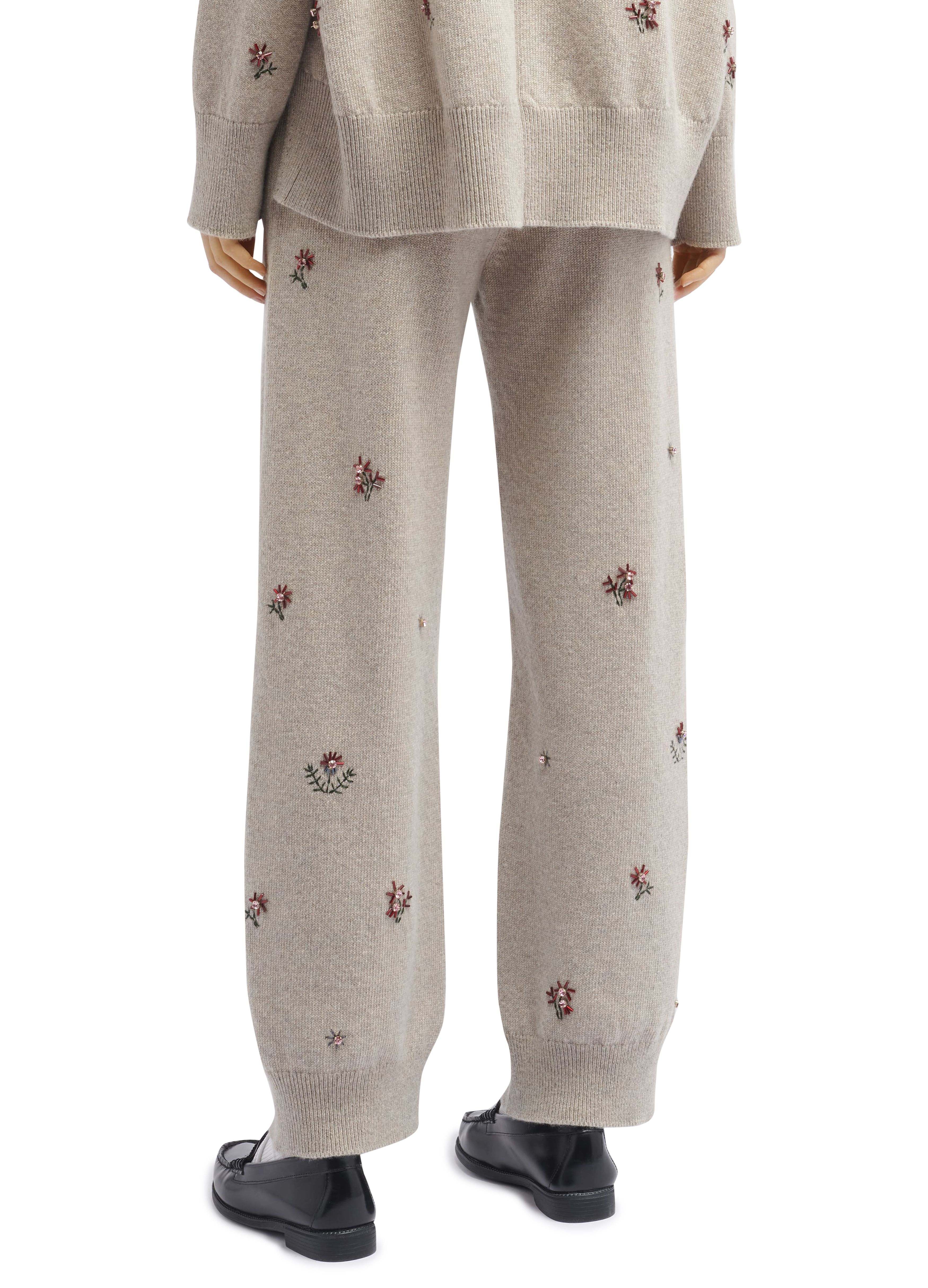 Barrie Iconic embroidered trousers in cashmere