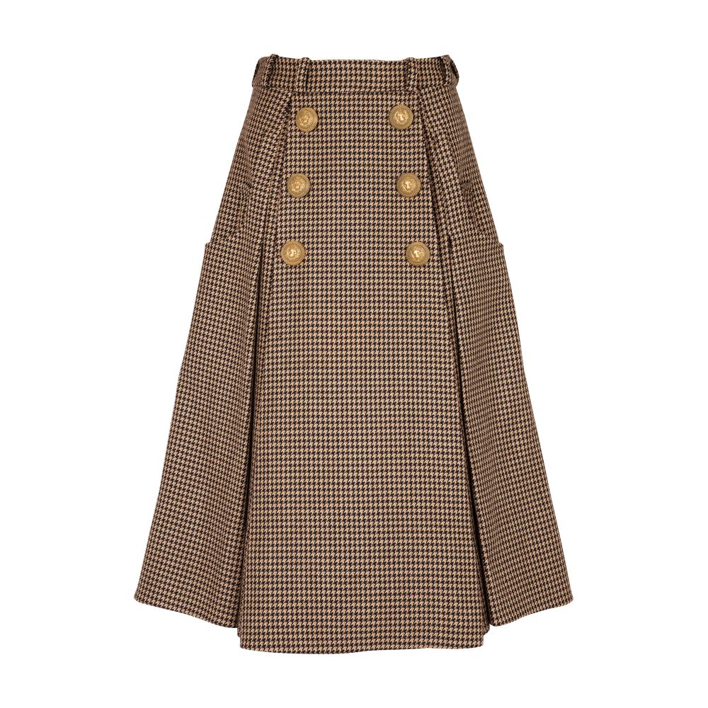 Balmain Houndstooth pleated midi skirt