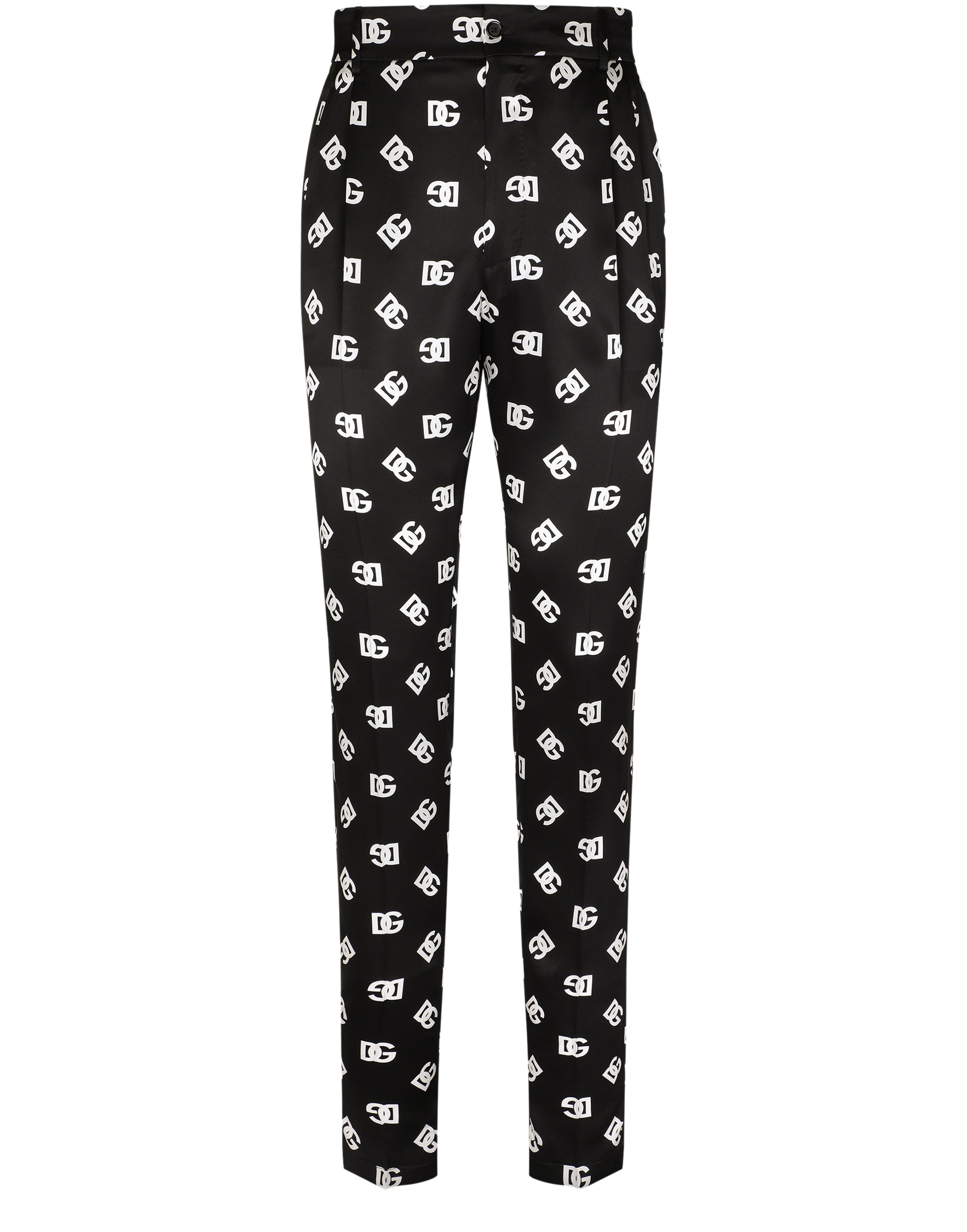 Dolce & Gabbana Silk twill pants with DG Monogram print