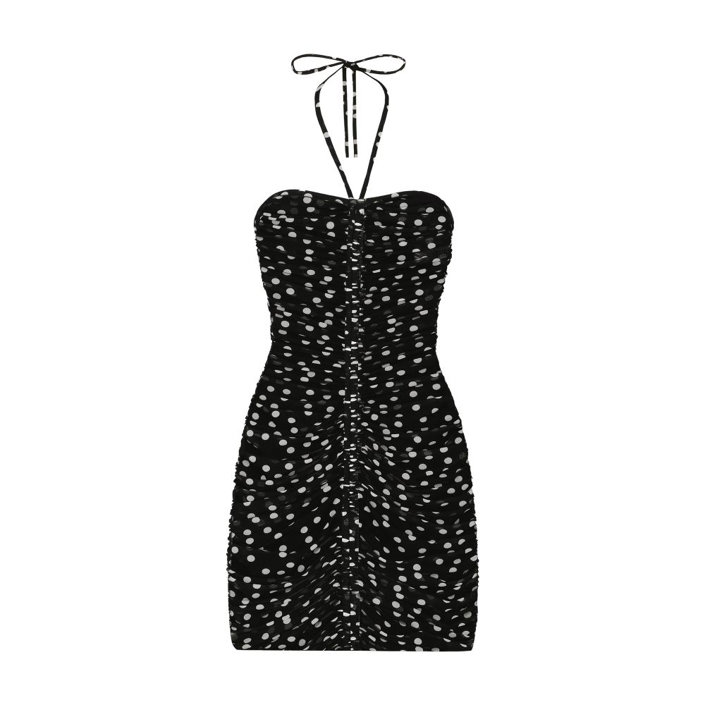 Dolce & Gabbana Polka-dot short draped tulle dress