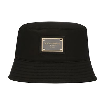 Dolce & Gabbana Nylon bucket hat with branded plate