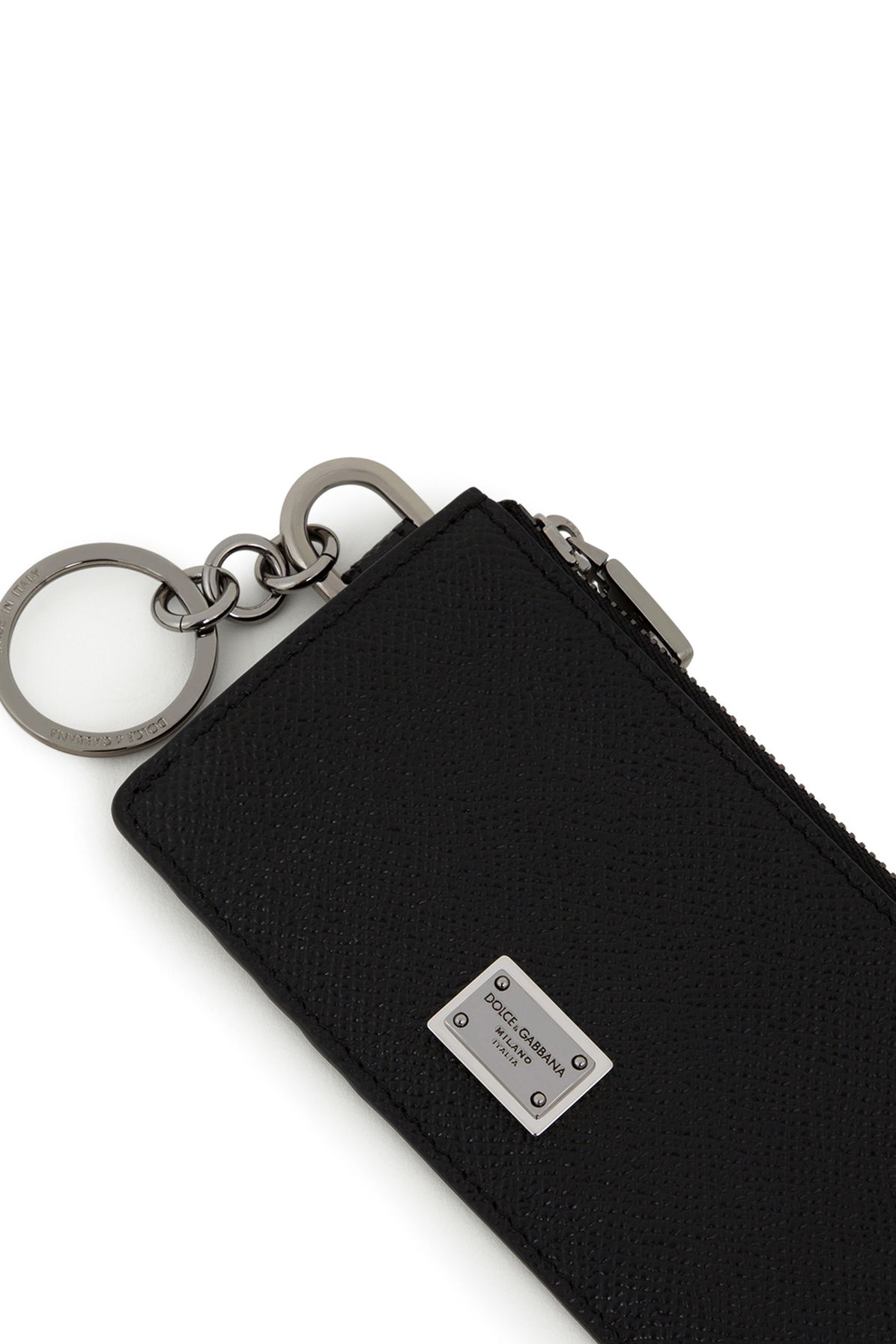 Dolce & Gabbana Calfskin card holder with ring and logo tag