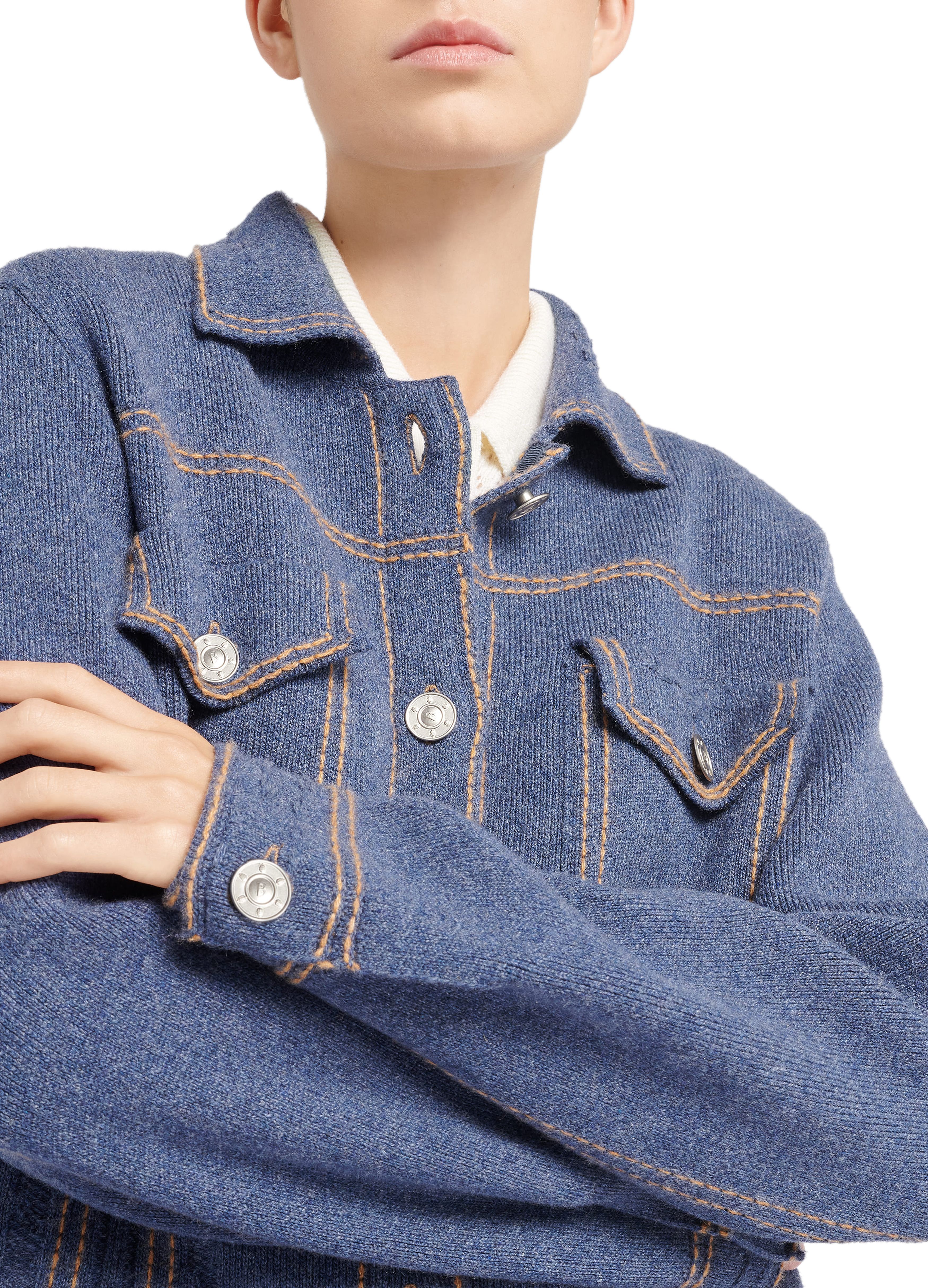 Barrie Denim regular cashmere and cotton jacket