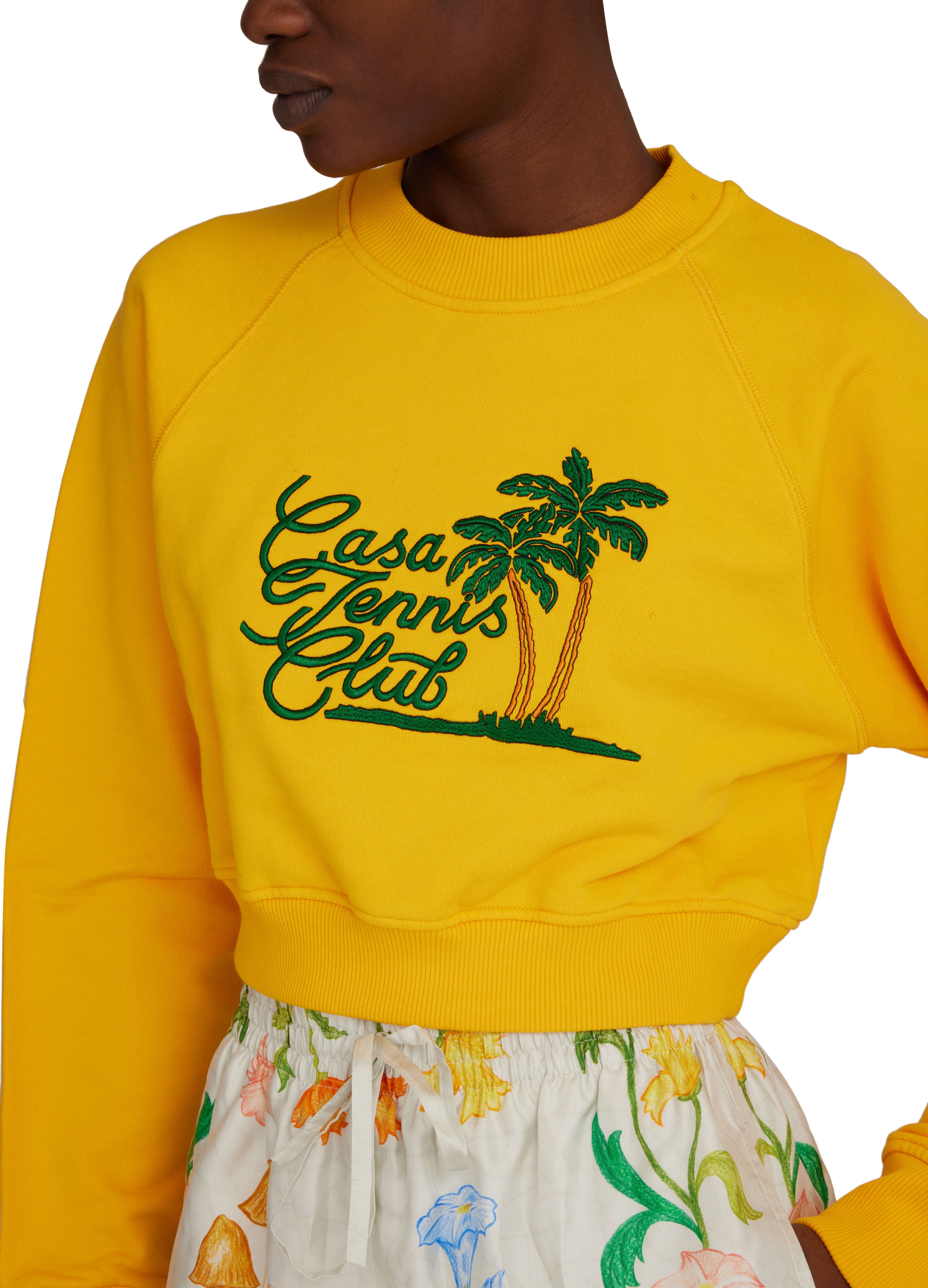 Casablanca Casa tennis club embroidered cropped sweatshirt