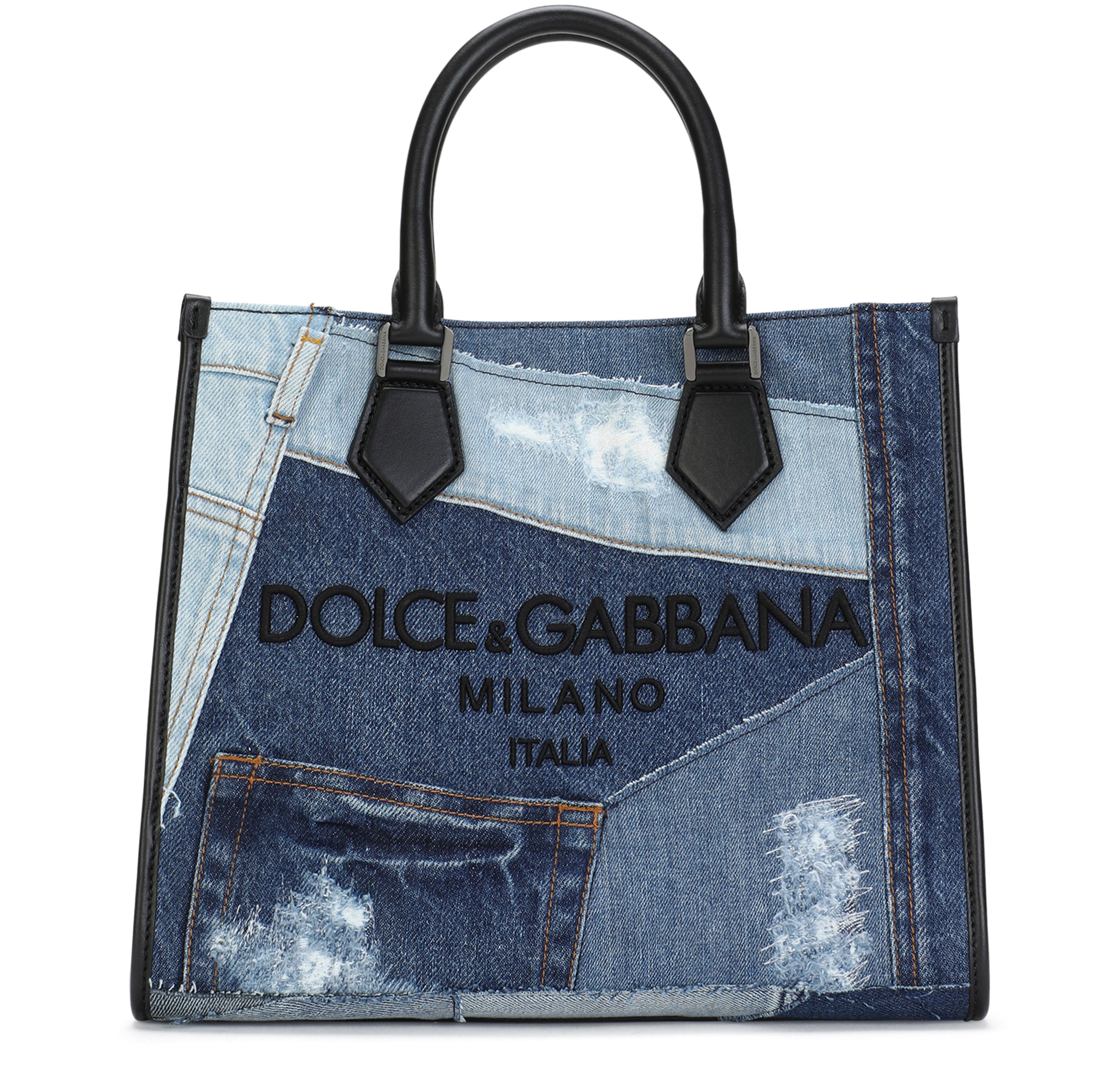 Dolce & Gabbana Denim patchwork Edge shopper with logo