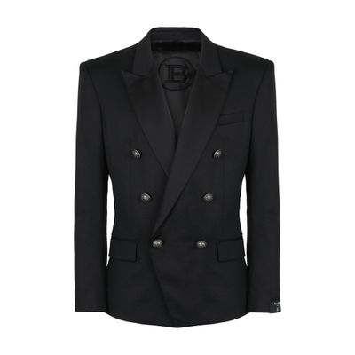 Balmain Wool blazer with double-breasted silver-tone buttoned fastening