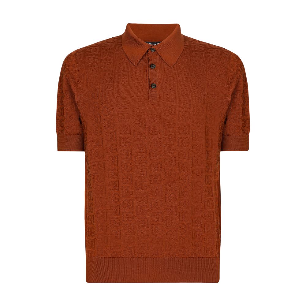 Dolce & Gabbana Jacquard Silk Polo Shirt with Logo