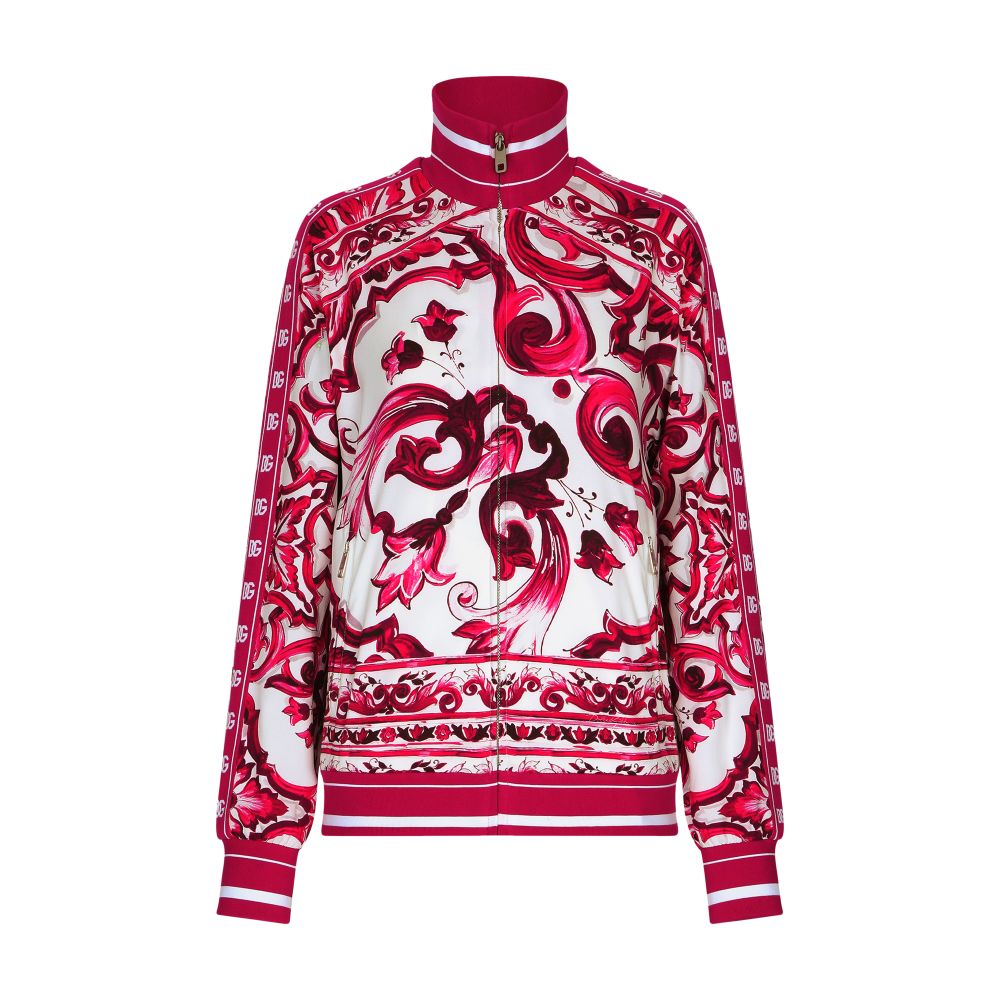 Dolce & Gabbana Cady Sweatshirt with Maiolica Print and Zip