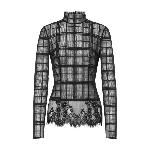 Alberta Ferretti Tartan lace turtleneck top