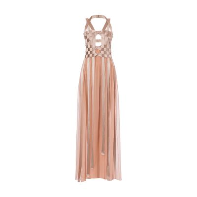 Alberta Ferretti Satin and chiffon dress with ribbons