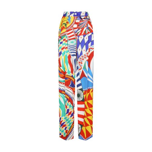 Dolce & Gabbana Charmeuse Flared Pants with Carretto Print