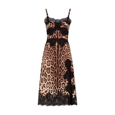 Dolce & Gabbana Satin midi lingerie-style dress with lace trims