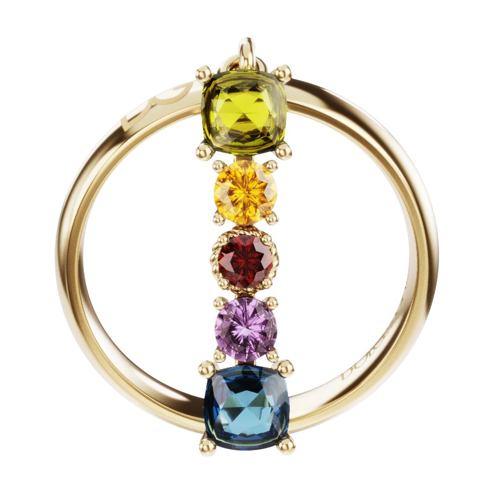 Dolce & Gabbana Rainbow alphabet I ring in yellow gold with multicolor fine gems