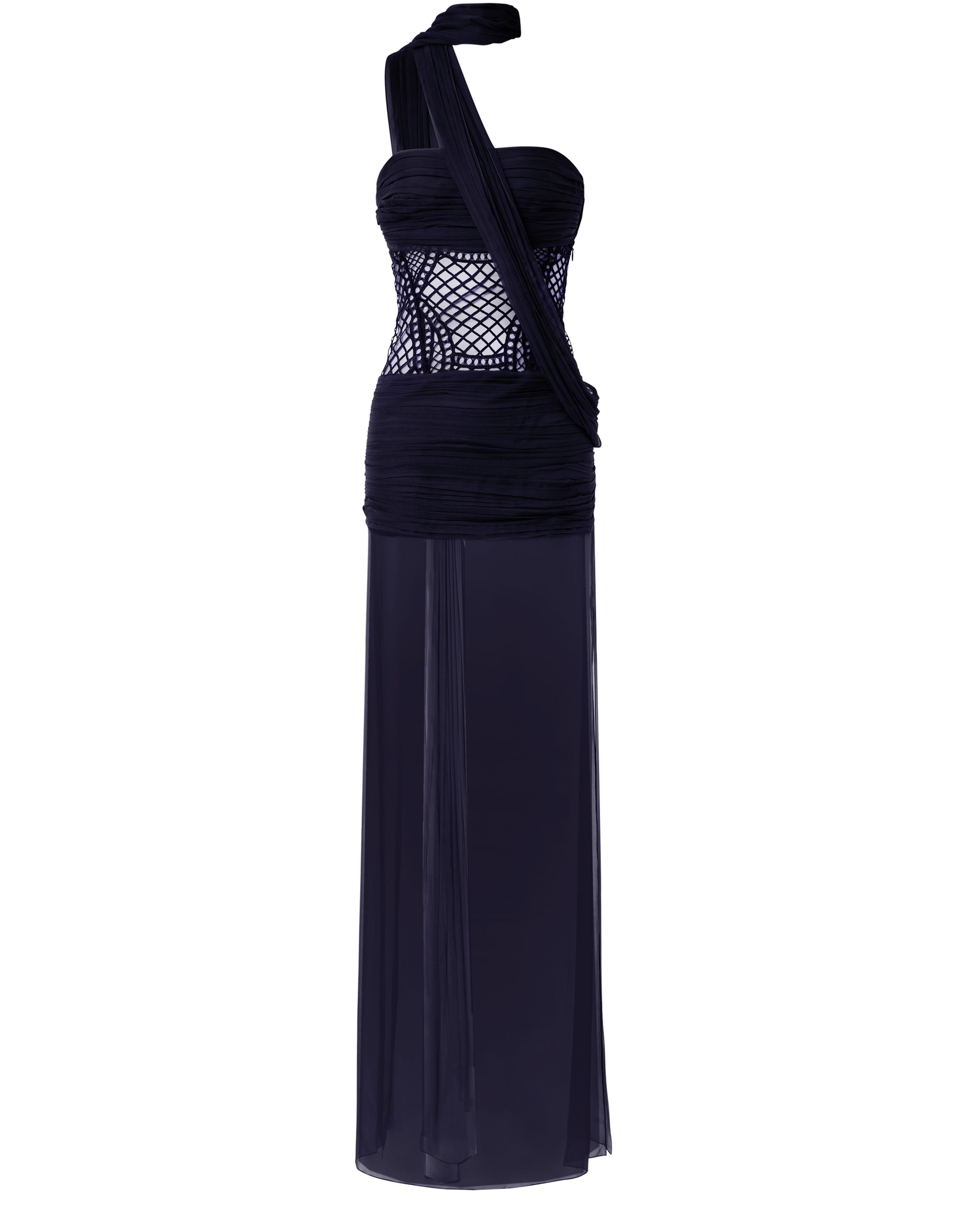 Alberta Ferretti Scarf dress in chiffon and macramé