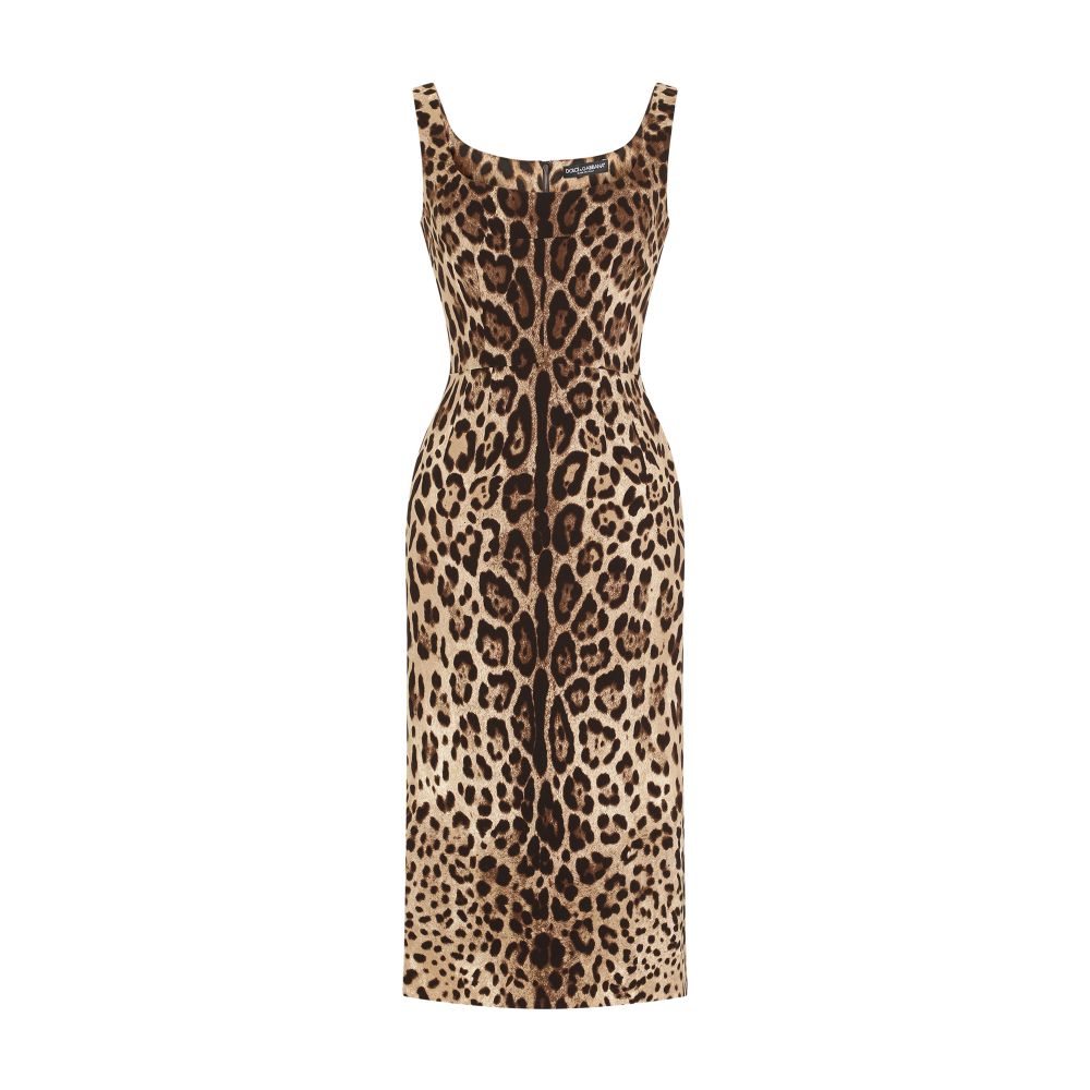 Dolce & Gabbana Charmeuse calf-length dress with leopard print