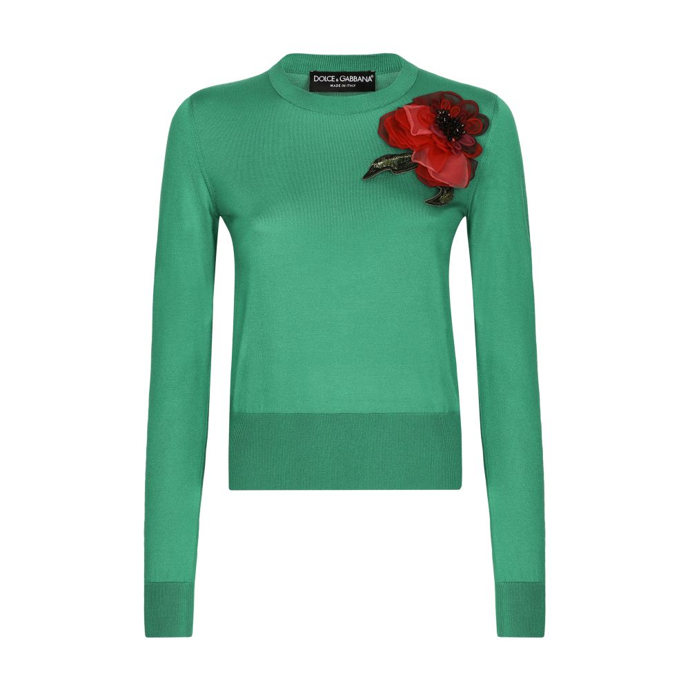 Dolce & Gabbana Silk sweater with flower appliqué